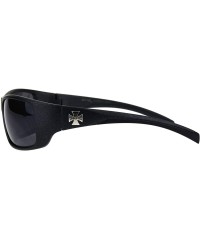 Wrap Sunglasses Mens Biker Rectangular Wrap Around Frame UV 400 - Metallic Black (Black) - CJ18OAO2T9O $10.80