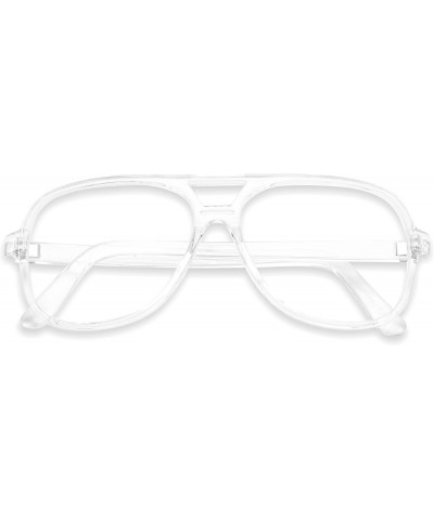 Aviator - Over Sized Round Thin Nerdy Fashion Clear Lens Aviator Eyewear Glasses (Clear - Clear) - CG186YCZTYA $14.74