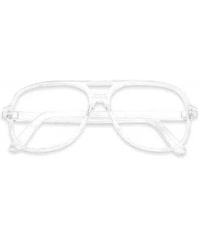 Aviator - Over Sized Round Thin Nerdy Fashion Clear Lens Aviator Eyewear Glasses (Clear - Clear) - CG186YCZTYA $24.36