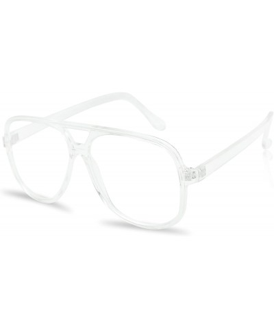 Aviator - Over Sized Round Thin Nerdy Fashion Clear Lens Aviator Eyewear Glasses (Clear - Clear) - CG186YCZTYA $14.74