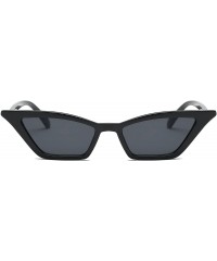 Round Small Cat Eye Sunglasses Vintage Square Shade Women Eyewear B2291 - Black/Smoke - C4180LZRZU4 $22.07