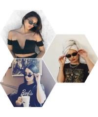 Round Small Cat Eye Sunglasses Vintage Square Shade Women Eyewear B2291 - Black/Smoke - C4180LZRZU4 $22.07