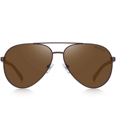 Aviator Sunglasses for Men Women Polarized uv Protection Fashion Vintage Pilot Classic Retro Mirrored Sun glasses - Brown - C...