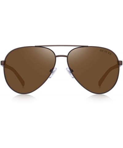 Aviator Sunglasses for Men Women Polarized uv Protection Fashion Vintage Pilot Classic Retro Mirrored Sun glasses - Brown - C...