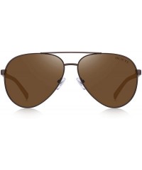 Aviator Sunglasses for Men Women Polarized uv Protection Fashion Vintage Pilot Classic Retro Mirrored Sun glasses - Brown - C...