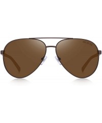 Aviator Sunglasses for Men Women Polarized uv Protection Fashion Vintage Pilot Classic Retro Mirrored Sun glasses - Brown - C...