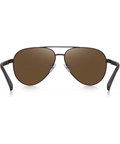 Aviator Sunglasses for Men Women Polarized uv Protection Fashion Vintage Pilot Classic Retro Mirrored Sun glasses - Brown - C...