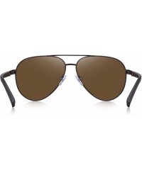 Aviator Sunglasses for Men Women Polarized uv Protection Fashion Vintage Pilot Classic Retro Mirrored Sun glasses - Brown - C...