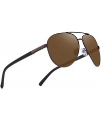 Aviator Sunglasses for Men Women Polarized uv Protection Fashion Vintage Pilot Classic Retro Mirrored Sun glasses - Brown - C...