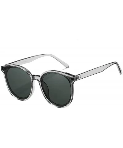 Round Oversized Polarized Sunglasses for Women Men Classic Round Eyeglasses UV400 Protection - Gray - C019999MD0D $28.36