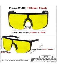 Wayfarer Unisex Oversized Super Shield Mirrored Lens Sunglasses Retro Flat Top Matte Black Frame - Yellow - C018Q264295 $11.45