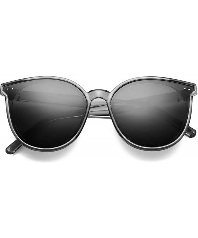 Round Oversized Polarized Sunglasses for Women Men Classic Round Eyeglasses UV400 Protection - Gray - C019999MD0D $17.68