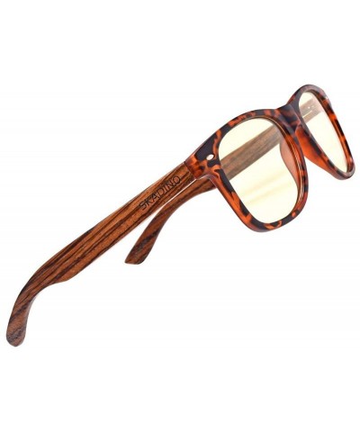 Square PC Frame Handmade Night Vision Zebra Wood Sunglasses with for Men or Women SKD123 - CV18LXR4GEG $13.03