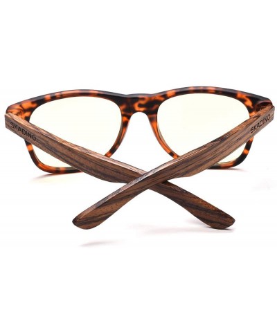 Square PC Frame Handmade Night Vision Zebra Wood Sunglasses with for Men or Women SKD123 - CV18LXR4GEG $13.03