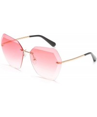 Rimless Oversized Sunglasses for Women Rimless Vintage Retro Sun Glasses Diamond Cutting Lens UV400 Protection - CB197H0HODK ...