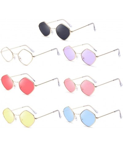 Goggle Sun Glasses Men Women Vintage Small Frame Sunglasses Colored Lens Outdoor Eyewear Glasses-Pink - CD199I8HZ67 $18.77