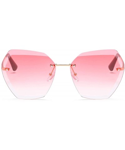 Rimless Oversized Sunglasses for Women Rimless Vintage Retro Sun Glasses Diamond Cutting Lens UV400 Protection - CB197H0HODK ...