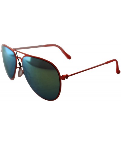 Aviator SIMPLE Vintage Aviator Mirrored Fashion Sunglasses for Men and Women - Orange - CU18ZTYGDEN $7.78