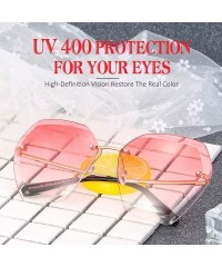 Rimless Oversized Sunglasses for Women Rimless Vintage Retro Sun Glasses Diamond Cutting Lens UV400 Protection - CB197H0HODK ...