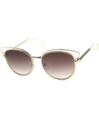 Cat Eye Womens Fashion Open Metal Frame Neutral-Colored Lens Cat Eye Sunglasses 55mm - Gold-black / Lavender - CJ12JP6G4HJ $1...