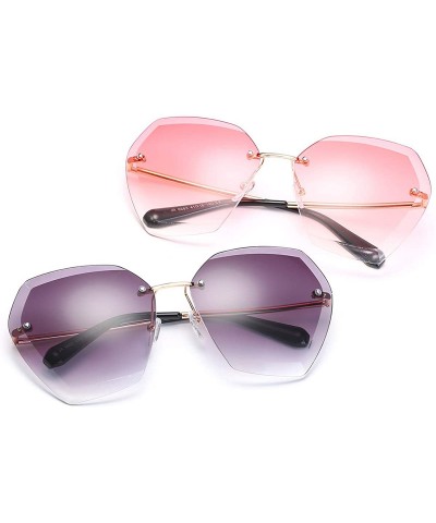 Rimless Oversized Sunglasses for Women Rimless Vintage Retro Sun Glasses Diamond Cutting Lens UV400 Protection - CB197H0HODK ...