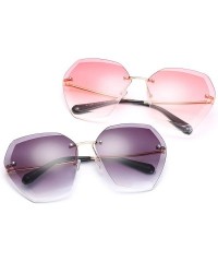 Rimless Oversized Sunglasses for Women Rimless Vintage Retro Sun Glasses Diamond Cutting Lens UV400 Protection - CB197H0HODK ...