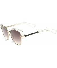 Cat Eye Womens Fashion Open Metal Frame Neutral-Colored Lens Cat Eye Sunglasses 55mm - Gold-black / Lavender - CJ12JP6G4HJ $1...