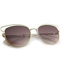 Cat Eye Womens Fashion Open Metal Frame Neutral-Colored Lens Cat Eye Sunglasses 55mm - Gold-black / Lavender - CJ12JP6G4HJ $1...