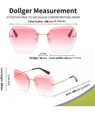 Rimless Oversized Sunglasses for Women Rimless Vintage Retro Sun Glasses Diamond Cutting Lens UV400 Protection - CB197H0HODK ...
