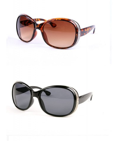 Round Women Designer Round Sunglasses P3013 - 2 Pcs Tortoise/Brown Gradient Lens & Black/Smoke Lens - CC11AHKXGRX $48.81