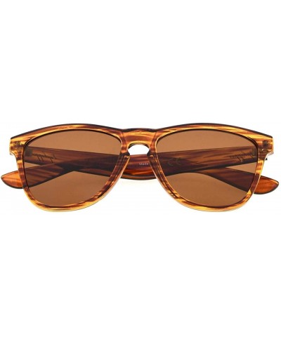 Rectangular Classic Polarized Sunglasses Women - Brown Stripe/Brown Lens - C918I8E4OGZ $18.56
