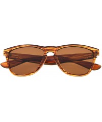 Rectangular Classic Polarized Sunglasses Women - Brown Stripe/Brown Lens - C918I8E4OGZ $12.38