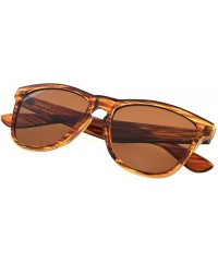 Rectangular Classic Polarized Sunglasses Women - Brown Stripe/Brown Lens - C918I8E4OGZ $12.38