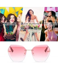 Rimless Oversized Sunglasses for Women Rimless Vintage Retro Sun Glasses Diamond Cutting Lens UV400 Protection - CB197H0HODK ...