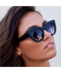 Cat Eye 2020 New Cat Eye Women Sunglasses Tinted Color Lens Men Vintage Shaped Sun Glasses Female Eyewear Blue Er - Wblue - C...