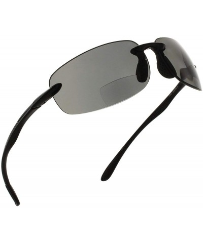 Round Island Bifocal Sunglasses Rimless Readers - Non-polarized Black Frame/Smoke Lens - CV11JEHUFCZ $43.39