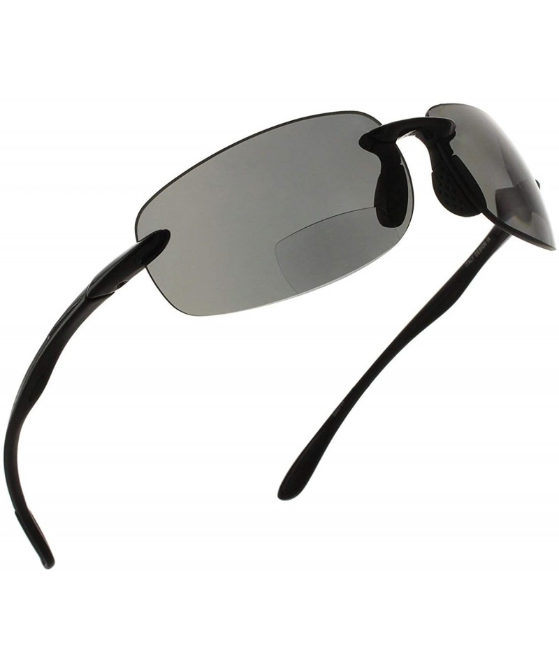 Round Island Bifocal Sunglasses Rimless Readers - Non-polarized Black Frame/Smoke Lens - CV11JEHUFCZ $24.96