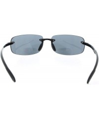 Round Island Bifocal Sunglasses Rimless Readers - Non-polarized Black Frame/Smoke Lens - CV11JEHUFCZ $24.96