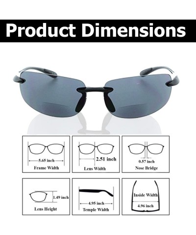 Round Island Bifocal Sunglasses Rimless Readers - Non-polarized Black Frame/Smoke Lens - CV11JEHUFCZ $24.96