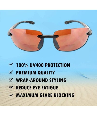 Round Island Bifocal Sunglasses Rimless Readers - Non-polarized Black Frame/Smoke Lens - CV11JEHUFCZ $24.96