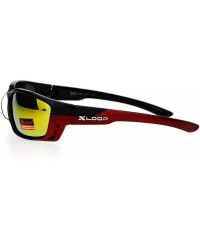 Rectangular Air Vent Plastic Color Mirror Warp Rectangular Sport Sunglasses - Red - C412DUJW5RP $12.15