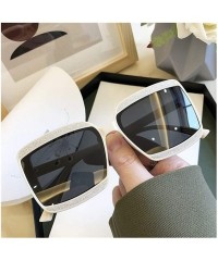 Oversized Shiny Frame Polarized Oversized Sunglasses for Women Thin Face Shades - White - CU1906DUCQR $13.97