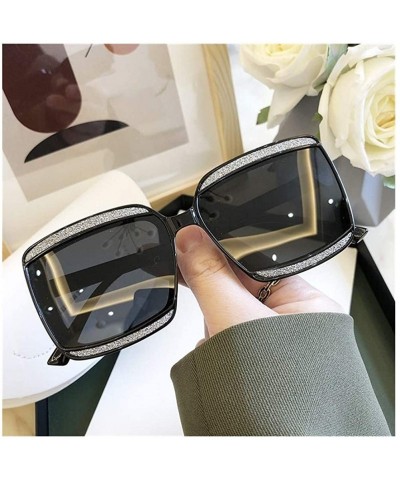 Oversized Shiny Frame Polarized Oversized Sunglasses for Women Thin Face Shades - White - CU1906DUCQR $13.97