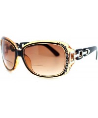 Square Womens Bifocal Lens Sunglasses Oversized Square Rhinestone Frame - Brown - CX126BK9NJ3 $11.10