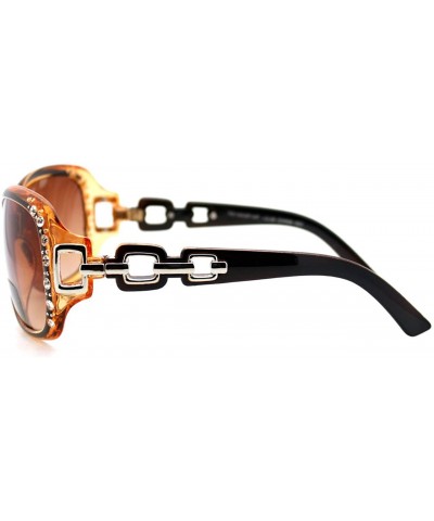 Square Womens Bifocal Lens Sunglasses Oversized Square Rhinestone Frame - Brown - CX126BK9NJ3 $11.10