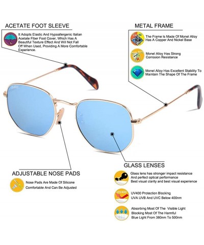 Oval Classic Crystal Glass Lens Retro Square/Aviator/Round Metal Frame Sunglasses for Men Women-100% UV400 Protection - CW193...