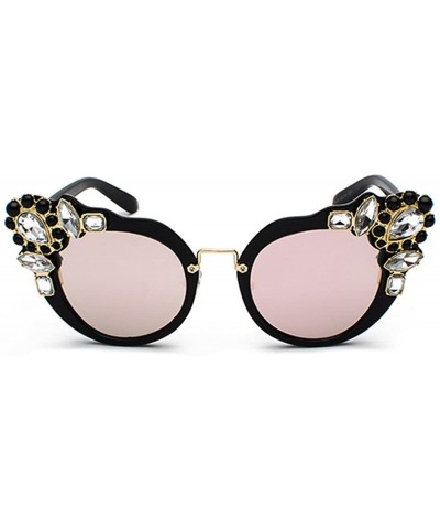 Rimless Ms. Oversized Frame Retro Cat Eye Sunglasses Fashion Design - Black Powder Film - CO18EQK0UWW $20.59