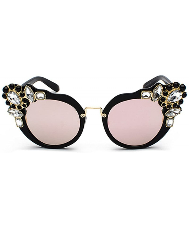 Rimless Ms. Oversized Frame Retro Cat Eye Sunglasses Fashion Design - Black Powder Film - CO18EQK0UWW $10.02