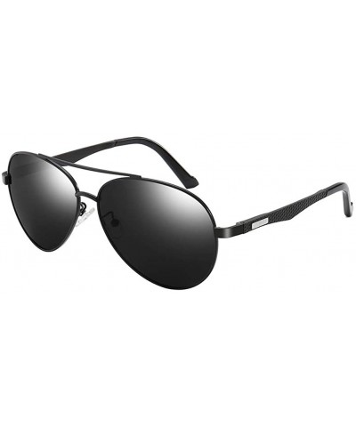 Sport Polarized Sunglasses for Men-Metal Frame Aviator Sunglasses UV 400 Protection - Black/Grey-06 - C318KI2DIO6 $23.09