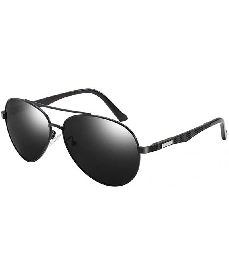 Sport Polarized Sunglasses for Men-Metal Frame Aviator Sunglasses UV 400 Protection - Black/Grey-06 - C318KI2DIO6 $12.15